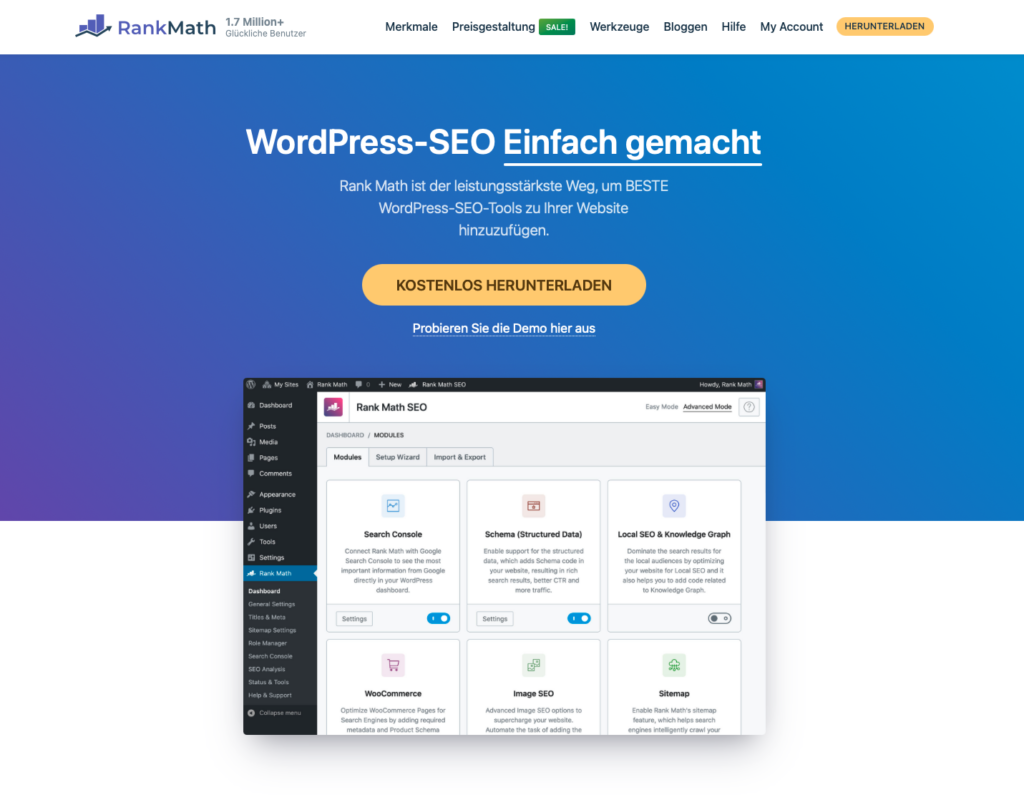 Screenshot vom rank MAtha SEO Plugin fü die OnPage Optimierung